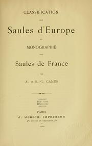 Cover of: Classification des saules d'Europe et monographie des saules de France