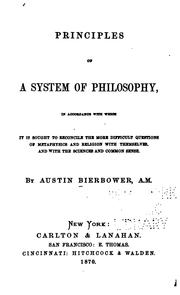 Cover of: Principles of a System of Philosophy: In Accordance with which it is Sought to Reconcile the ...