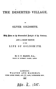 Cover of: THE DESERTED VILLAGE by Oliver Goldsmith