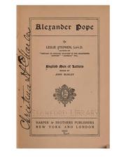 Cover of: Alexander Pope by Oscar Leslie Stephen