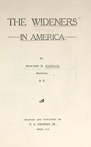 Cover of: Wideners in America