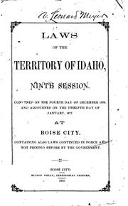 Cover of: Laws of the Territory of Idaho