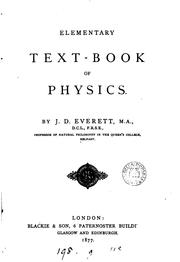 Front cover of Elementary Text-book of Physics by Joseph David Everett