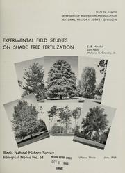 Cover of: Experimental field studies on shade tree fertilization