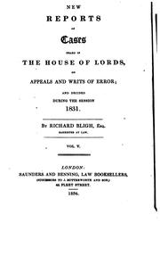 Cover of: New Reports of Cases Heard in the House of Lords: On Appeals and Writs of Error