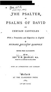 Cover of: The Psalter: Or Psalms of David and Certain Canticles by Richard Rolle of Hampole, Henry Ramsden Bramley