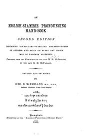 Cover of: An English-Siamese Pronouncing Hand-book by William Hays McFarland