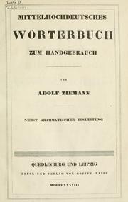 Cover of: Mittelhochdeutsches Wörterbuch zum Handgebrauch. by Ziemann, Adolf.