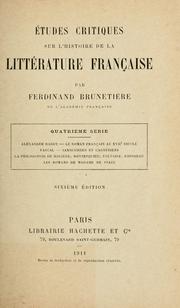 Cover of: Études critiques sur l'histoire de la littérature française by Ferdinand Brunetière