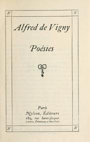 Cover of: Poesies completes by Alfred de Vigny