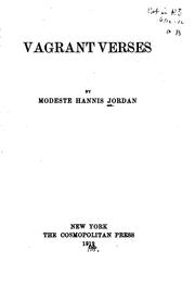 Cover of: Vagrant Verses by Modeste Hannis Jordan