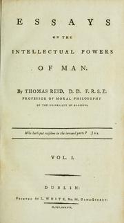 Cover of: Essays on the intellectual powers of man by Thomas Reid