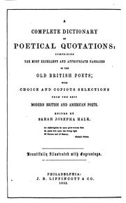 Cover of: A Complete Dictionary of Poetical Quotations: Comprising the Most Excellent ...