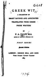 Cover of: Greek Wit: A Collection of Smart Sayings and Anecdotes by Frederick Apthorp Paley