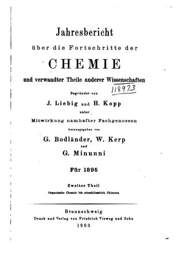 Jahresbericht über die Fortschritte der Chemie und Verwandter Teile ...