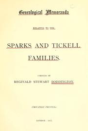 Cover of: Genealogical memoranda relating to the Sparks and Tickell families