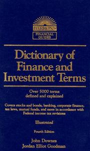 Cover of: Dictionary of finance and investment terms by Downes, John, John Downes