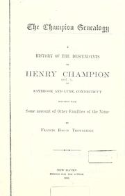 Cover of: The Champion Genealogy