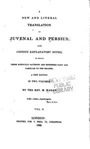 Cover of: A New and Literal Translation of Juvenal and Persius: With Copious ...
