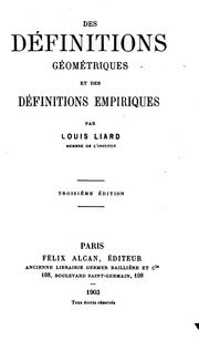 Cover of: Des définitions géométriques et des définitions empiriques ...