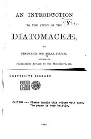 Cover of: An Introduction to the Study of the Diatomaceæ