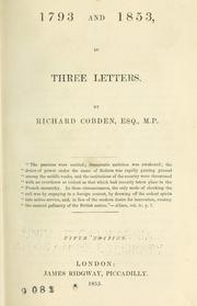1793 and 1853, in three letters by Richard Cobden