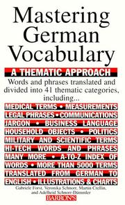 Cover of: Mastering German Vocabulary by Veronika Schnorr, Gabriele Forst