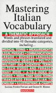Cover of: Mastering Italian vocabulary: a thematic approach