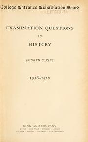 Cover of: Examination questions in history.: Fourth series, 1916-1920.