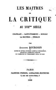 Cover of: Les Maitres de La Critique by Auguste Bourgoin