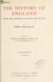 Cover of: The history of England, from the accession of James the Second by Edited by Charles Harding Firth.
