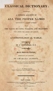 Cover of: Classical dictionary by John Lemprière