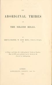 Cover of: aboriginal tribes of the Nilgiri hills.