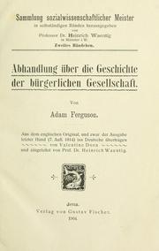 Cover of: Abhandlung über die Geschichte der bürgerlichen Gesellschaft. by Adam Ferguson