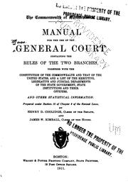 Cover of: A Manual for the Use of the General Court