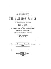 Cover of: A History of the Allerton Family in the United States: 1585 to 1885, and a Genealogy of the ...