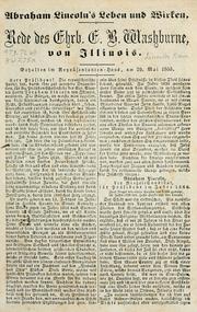 Cover of: Abraham Lincoln's Leben und Wirken.: Rede ... gehalten im Repräsentanten-haus, au 29. Mai 1860.