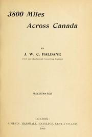 Cover of: 3800 miles across Canada by J. W. C. Haldane