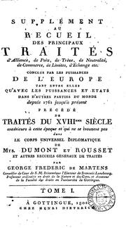 Cover of: Supplément au Recueil de principaux traités d'alliance, de paix, de trêve ...: précédé de ...