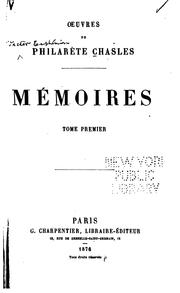 Cover of: Mémoires