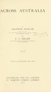 Cover of: Across Australia by Spencer, Baldwin Sir