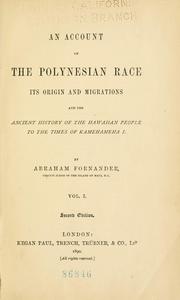 Cover of: An account of the Polynesian race by Abraham Fornander