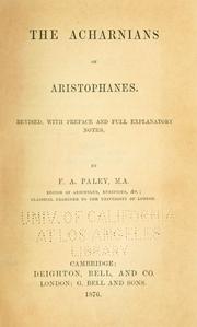 Cover of: The  Acharnians of Aristophanes.