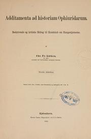 Cover of: Additamenta ad historiam Ophiuridarum.: Beskrivende og kritiske bidrag til kundskab om slangestjernerne.