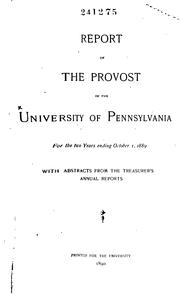 Cover of: Annual Report of the Provost to the Board of Trustees