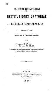 Cover of: M. Fabi Quintiliani Institutionis oratoriae liber decimus