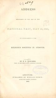 Cover of: Address delivered on the day of the national fast