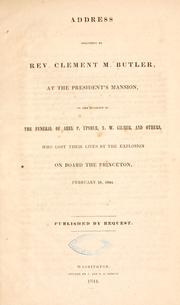 Cover of: Address delivered by Rev. Clement M. Butler, at the President's mansion