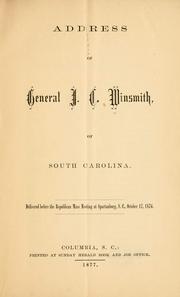 Cover of: Address of General J. C. Winsmith ... by J. C. Winsmith