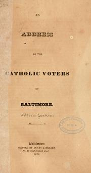 Cover of: address to the Catholic voters of Baltimore.